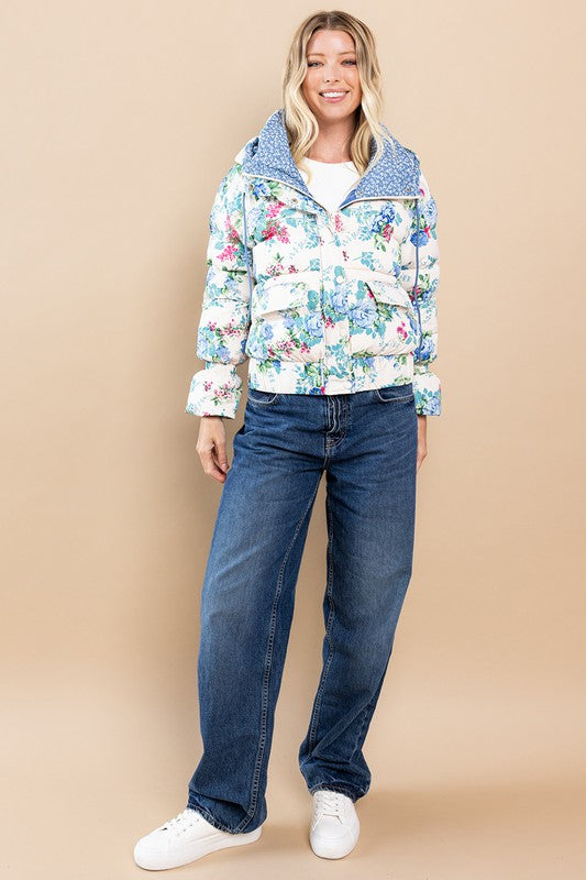 Floral Hooded Puffer Jacket