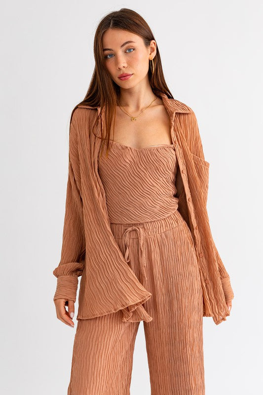 Pleated Oversize Button Shirt