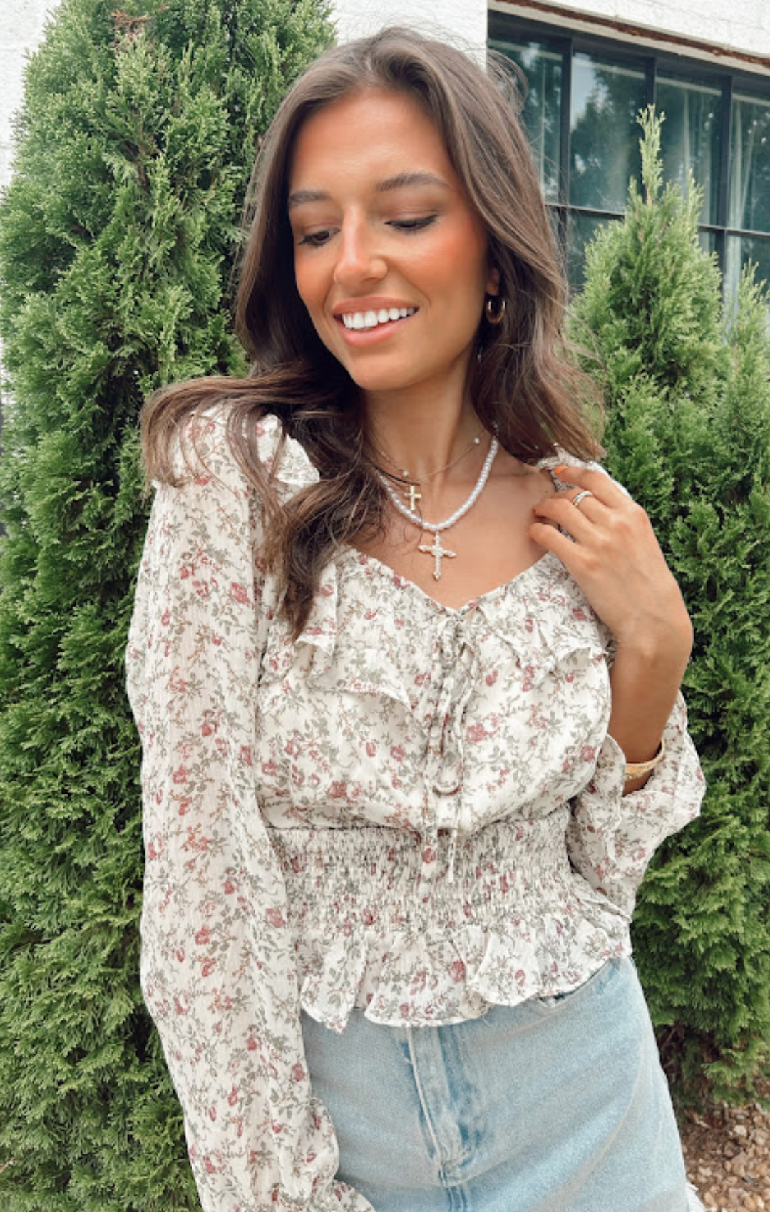 Perfectly Floral Ruffle Blouse