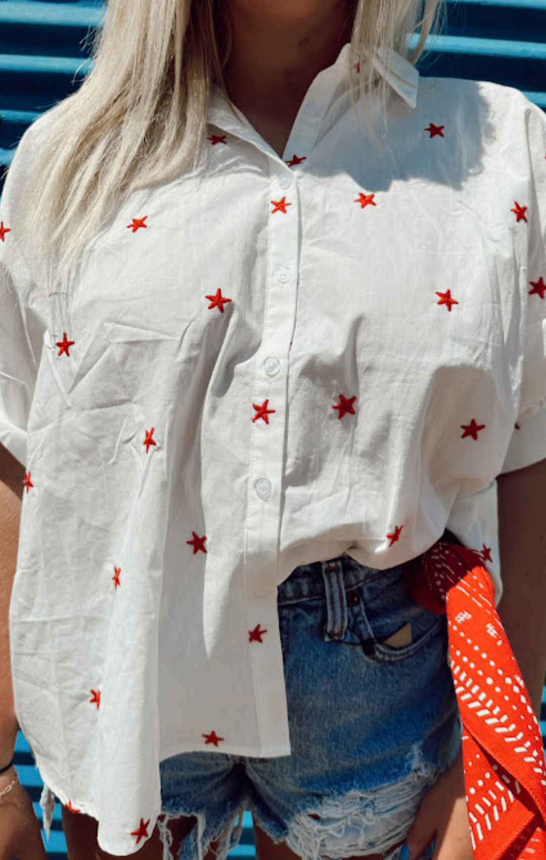 Embroidered Stars Oversize Top