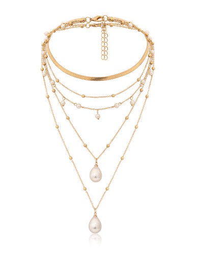 Multi Layer Pearl Chain Necklace