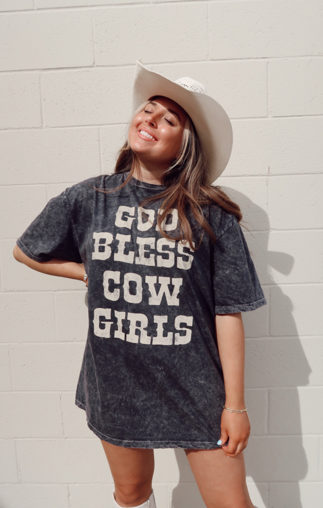 God Bless Cowgirls Mineral Wash Tee