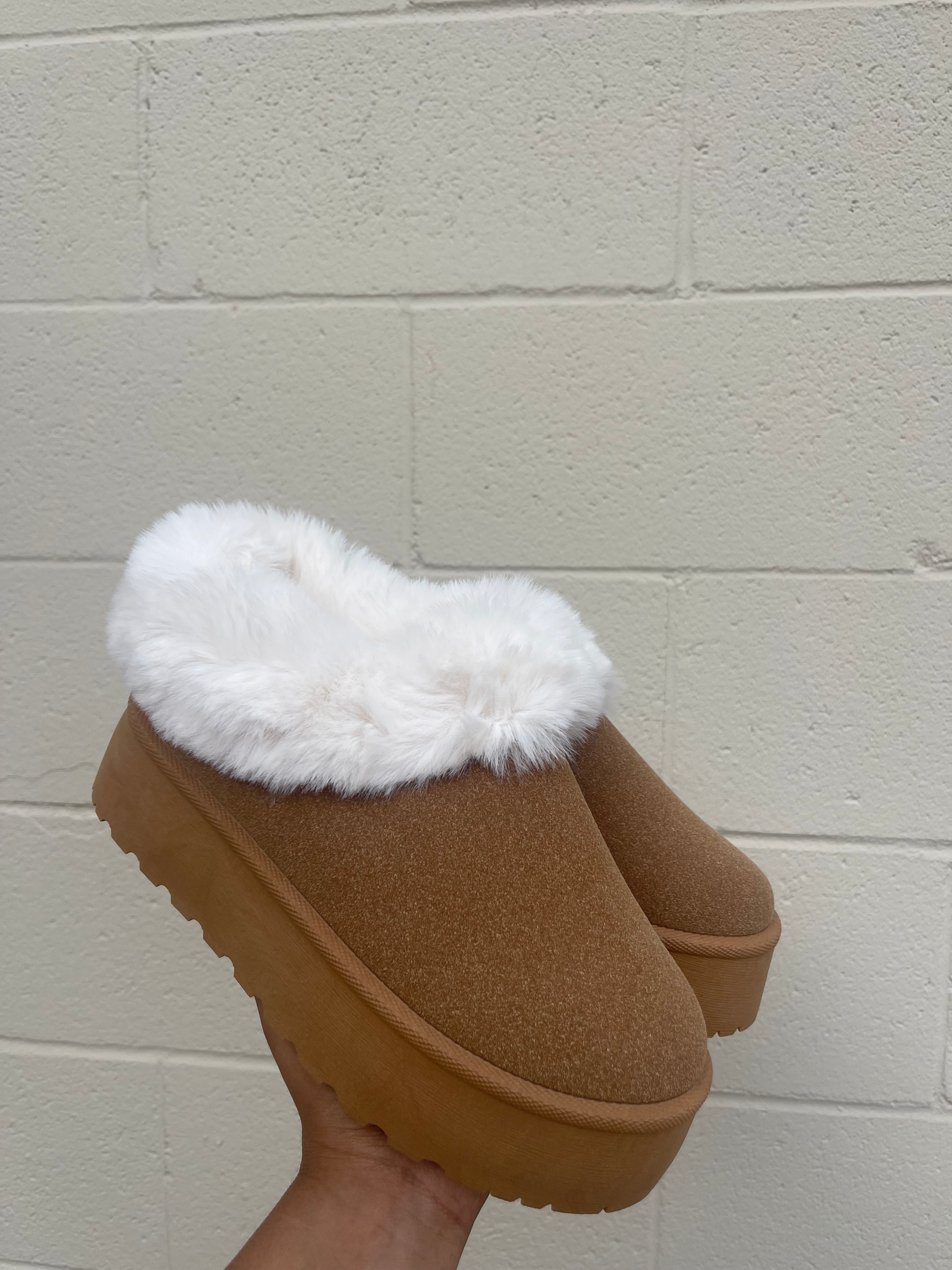 Chunky Fur Platform Slippers