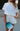 JLY Blue Dot Stripe Mock Neck & Short Set