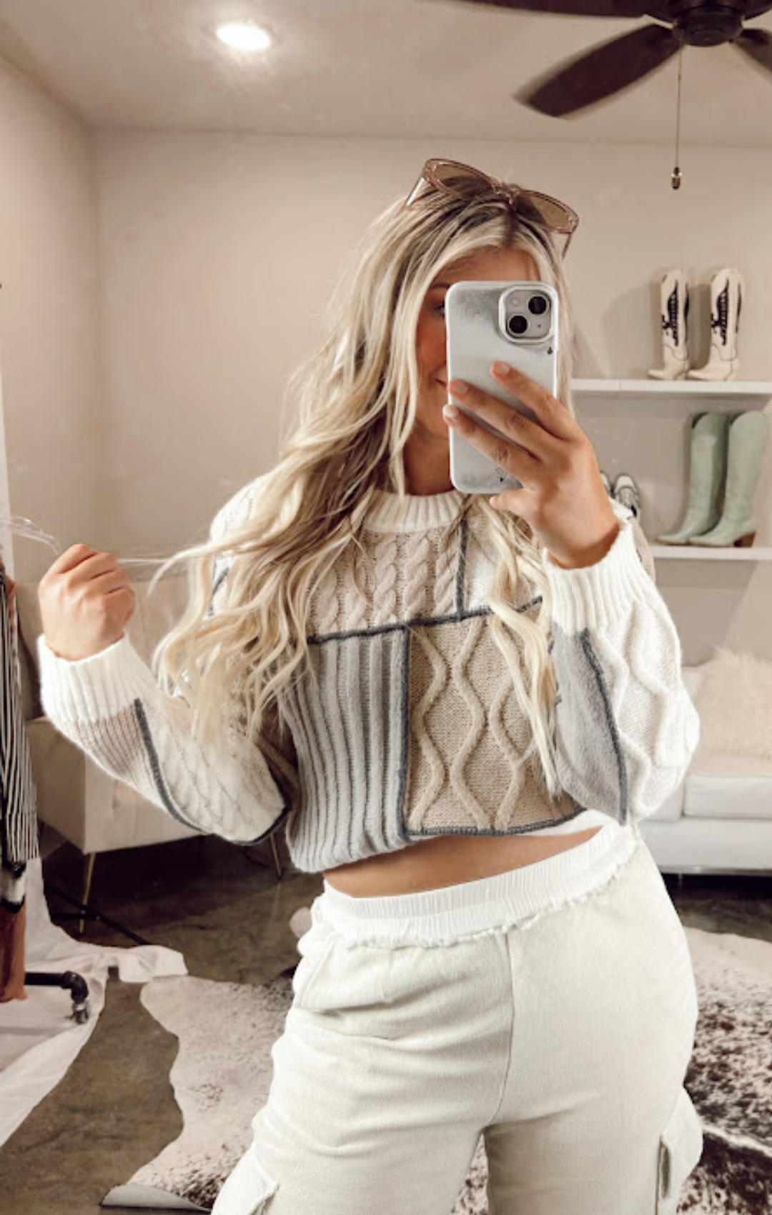 Patchwork Cropped Sweater