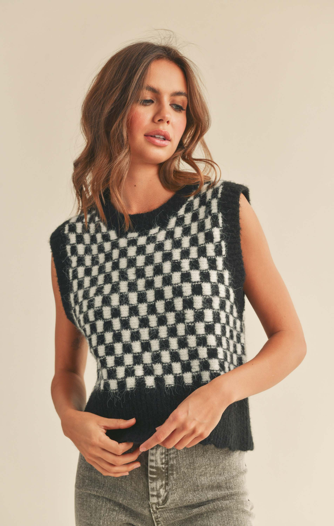 Checkerboard Pattern Vest