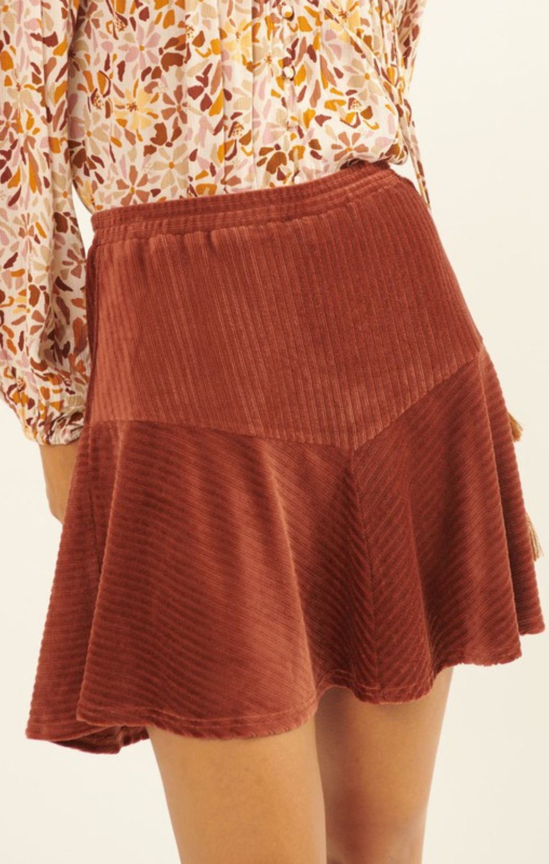Velvet Fit & Flare Mini Skirt
