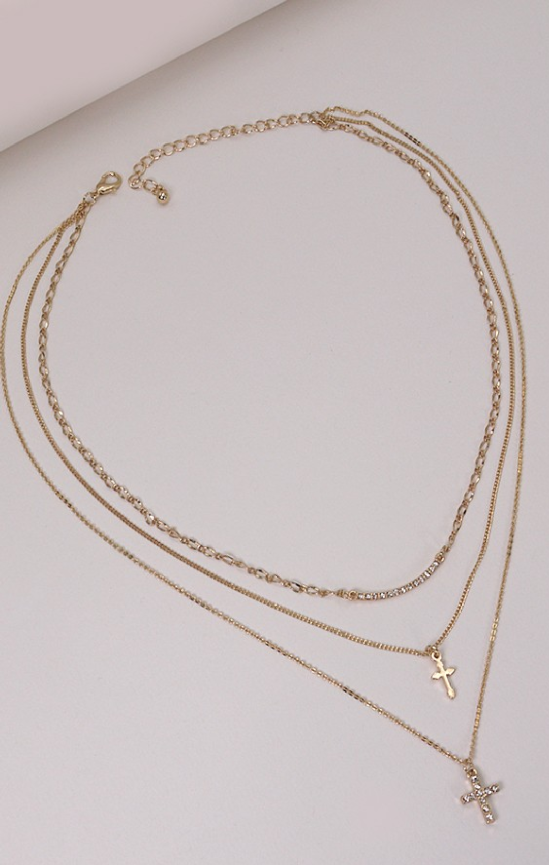 Multi Layer Double Cross Necklace