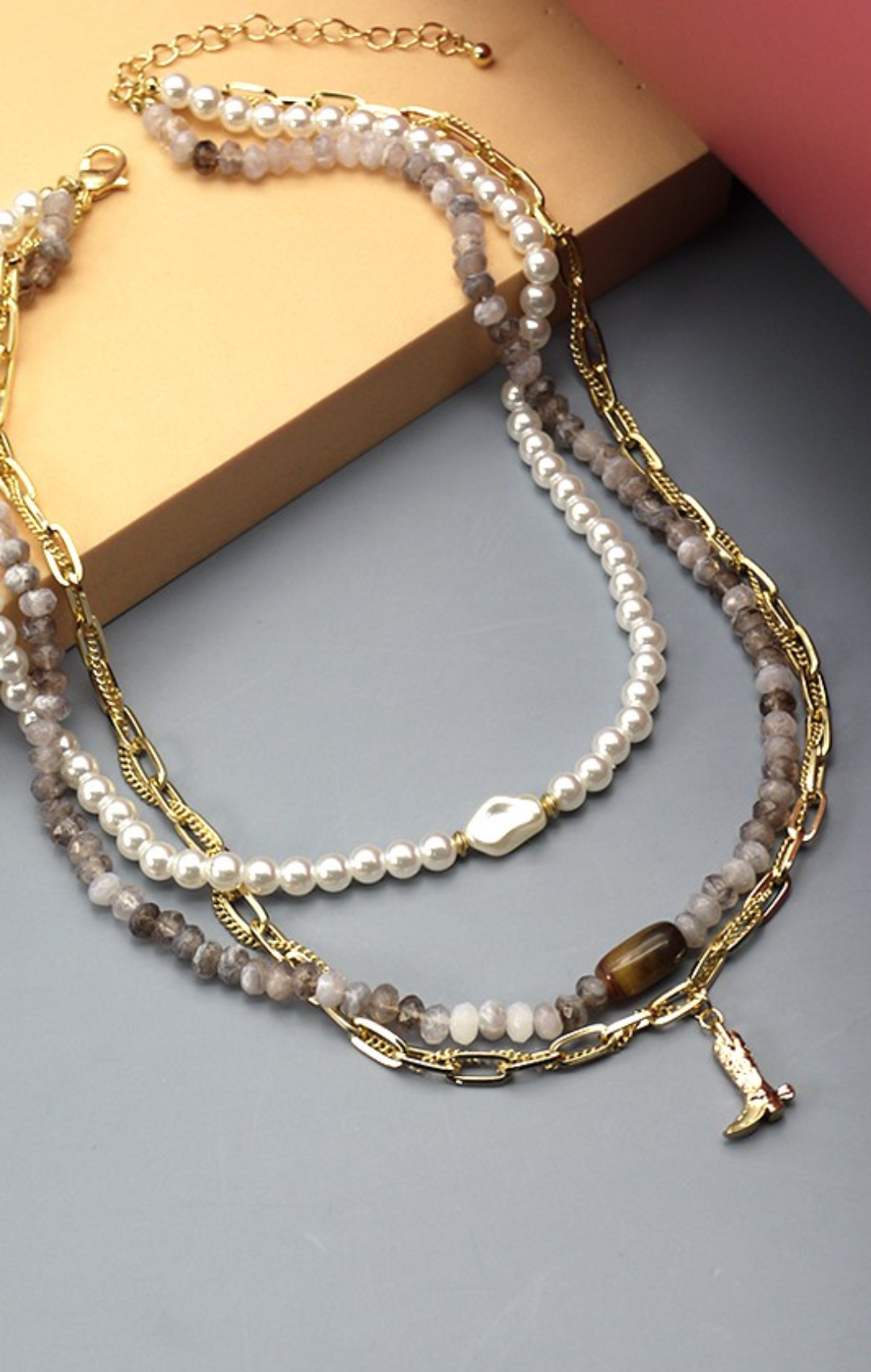 Pearl Boot Multi Layer Necklace