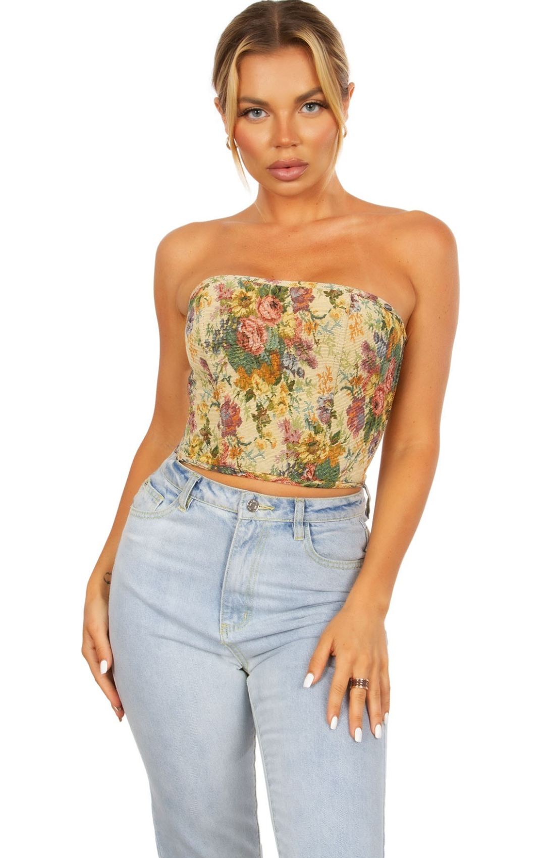 Floral Printed Lace Corset