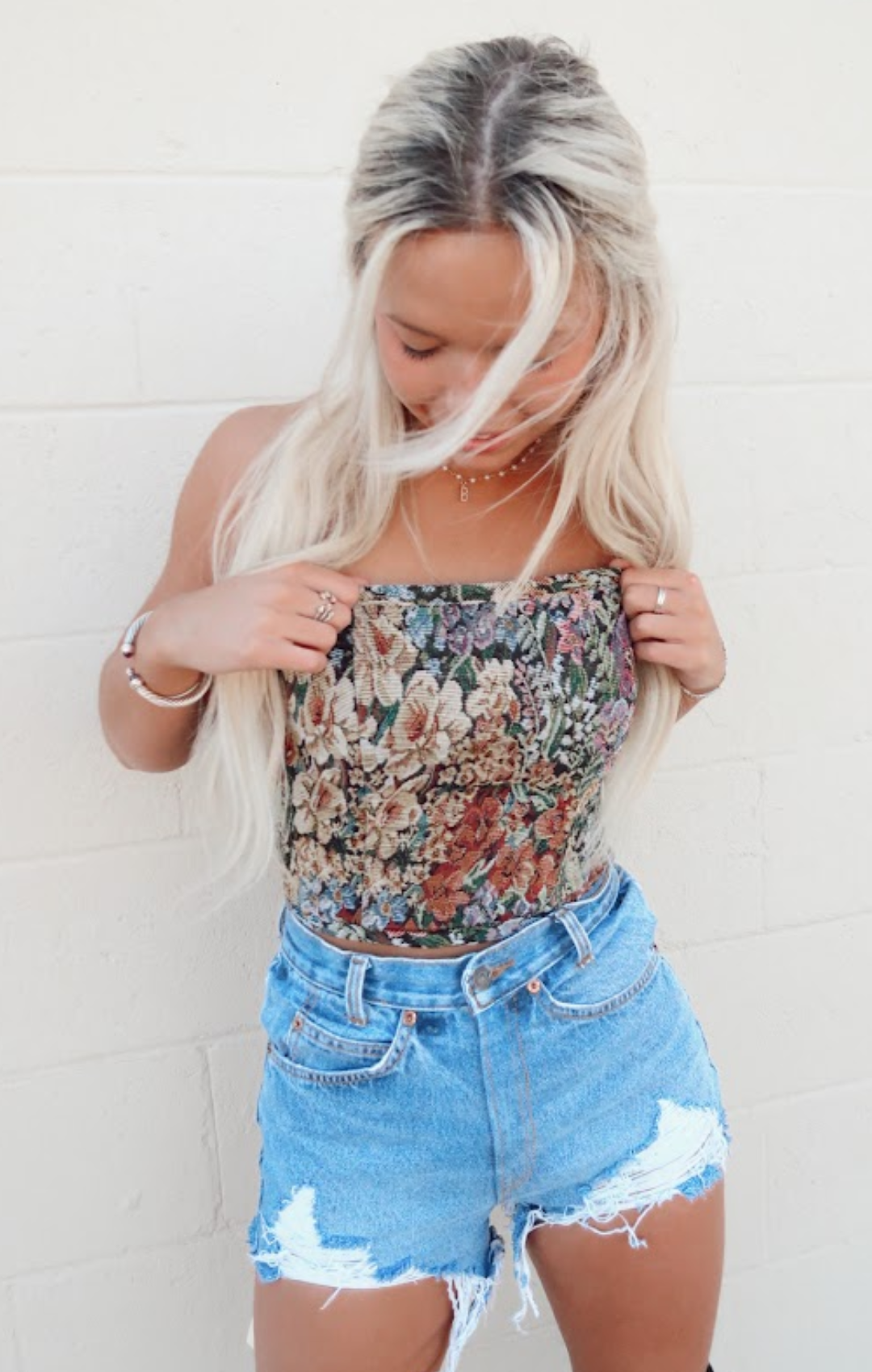 Floral Printed Lace Corset